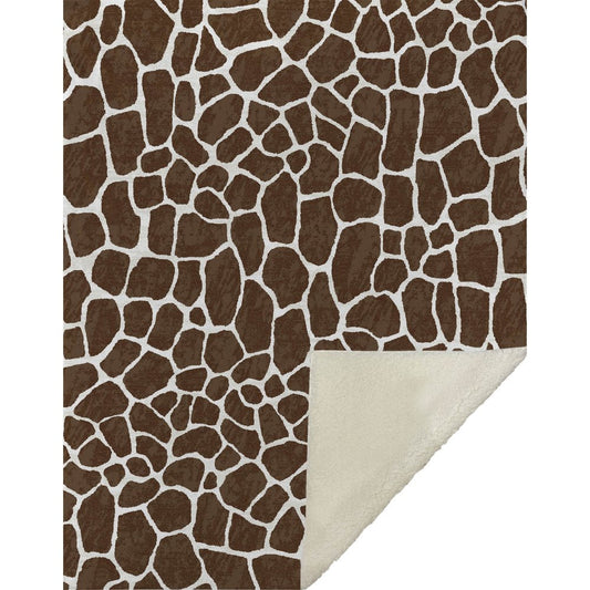 50" X 70" Coffee And Ivory Giraffe Microfiber Plush Throw Blanket HomeRoots