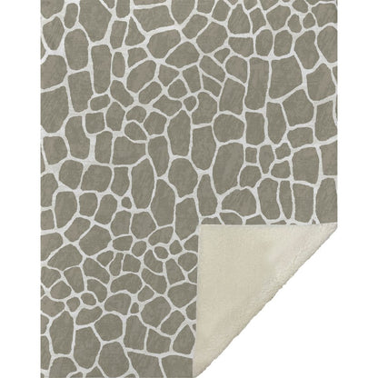 50" X 70" Taupe And Ivory Giraffe Microfiber Plush Throw Blanket HomeRoots
