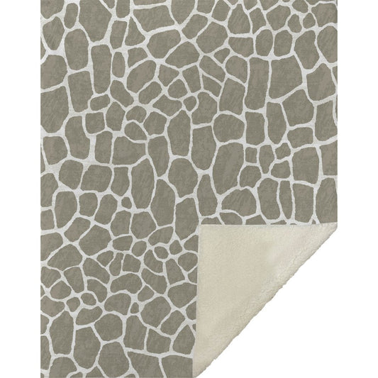 50" X 70" Taupe And Ivory Giraffe Microfiber Plush Throw Blanket HomeRoots