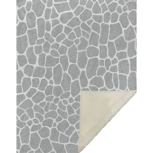 50" X 70" Gray And Ivory Giraffe Microfiber Plush Throw Blanket HomeRoots