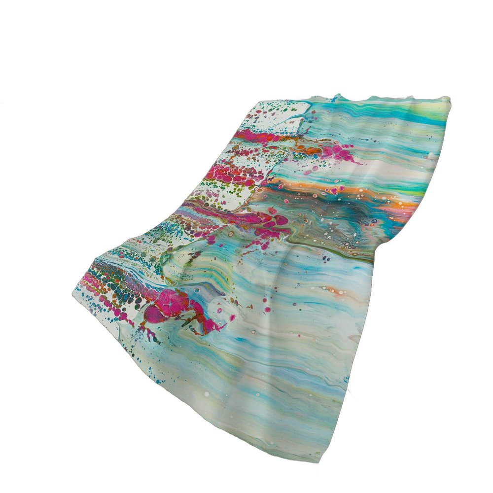 50" X 70" Ivory Pink And Teal Abstract Polyester Woven Plush Throw Blanket HomeRoots