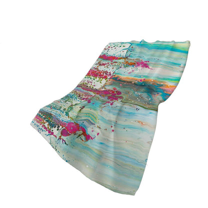 50" X 70" Ivory Pink And Teal Abstract Polyester Woven Plush Throw Blanket HomeRoots