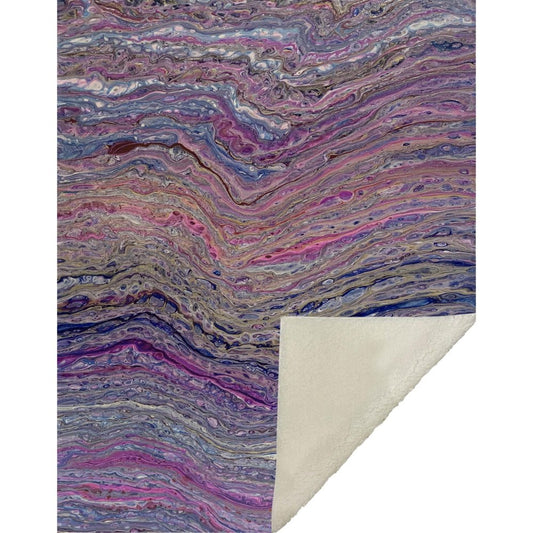 50" X 70" Lavender Blue And Ivory Abstract Microfiber Plush Throw Blanket HomeRoots