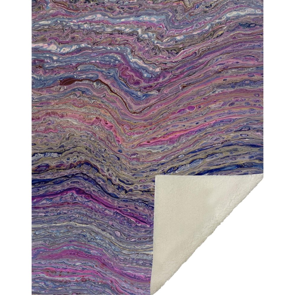50" X 70" Lavender Blue And Ivory Abstract Microfiber Plush Throw Blanket HomeRoots