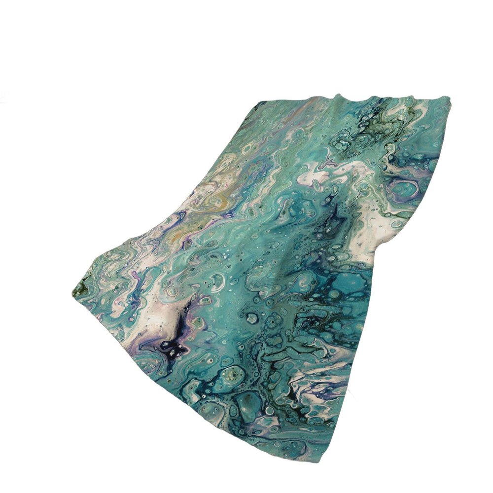 50" X 70" Teal And Ivory Abstract Polyester Woven Plush Throw Blanket HomeRoots