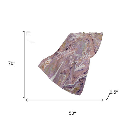 50" X 70" Lavender Pink And Ivory Abstract Plush Throw Blanket HomeRoots