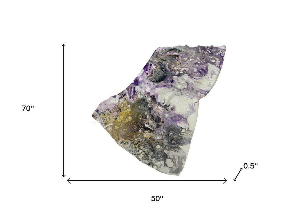 50" X 70" Amethyst And Ivory Abstract Polyester Woven Plush Throw Blanket HomeRoots