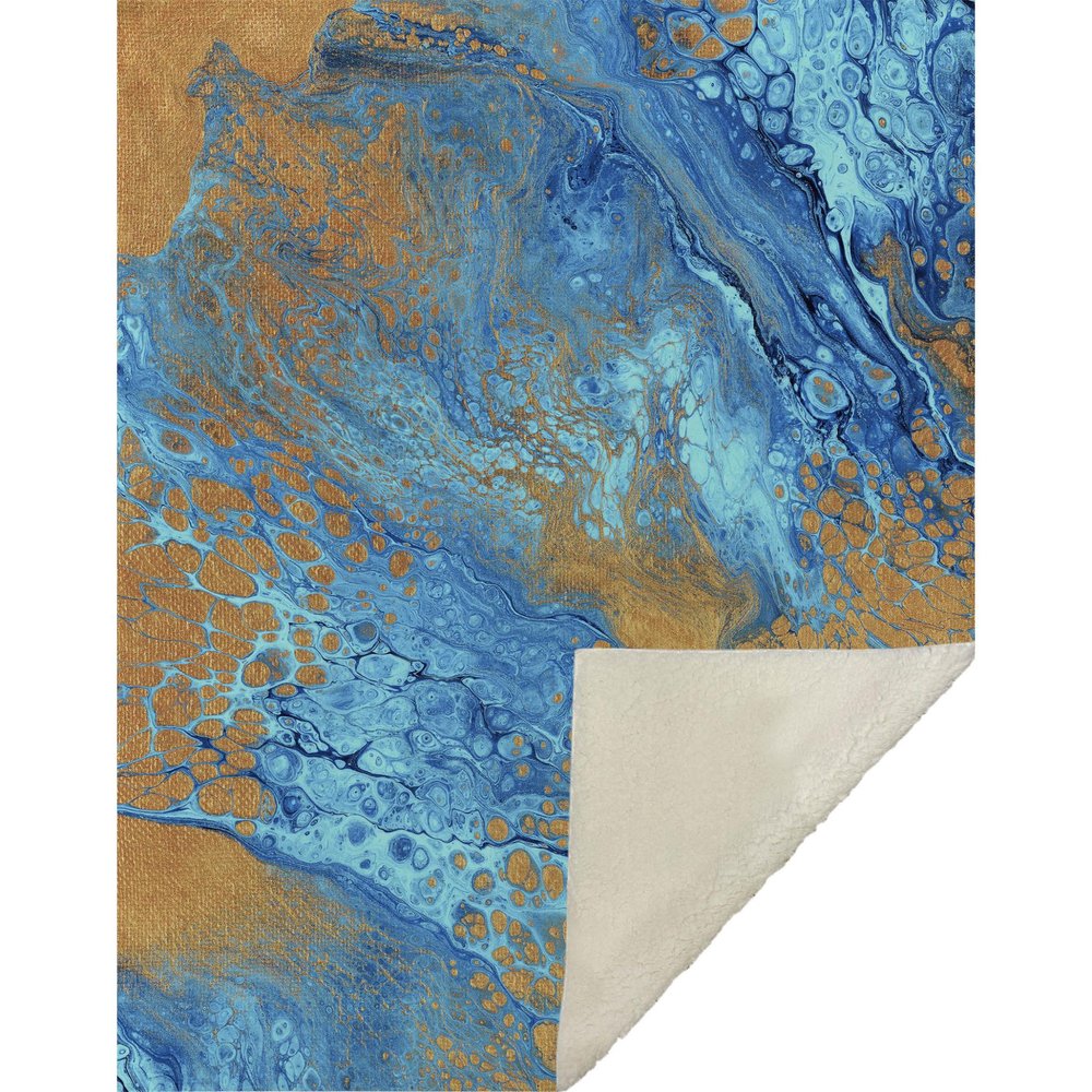 50" X 70" Cobalt And Copper Abstract Microfiber Plush Throw Blanket HomeRoots