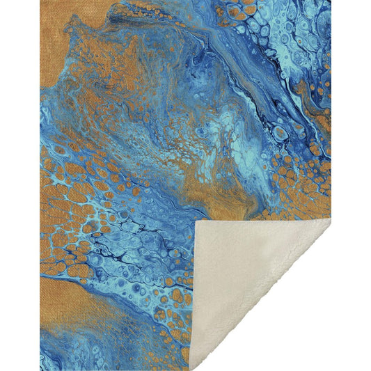 50" X 70" Cobalt And Copper Abstract Microfiber Plush Throw Blanket HomeRoots