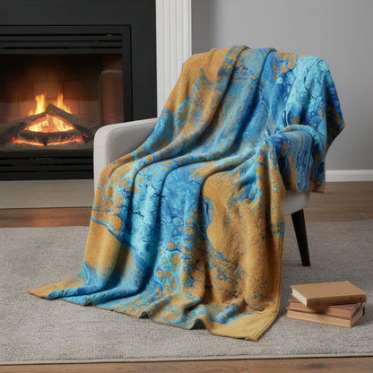 50" X 70" Cobalt And Copper Abstract Microfiber Plush Throw Blanket HomeRoots