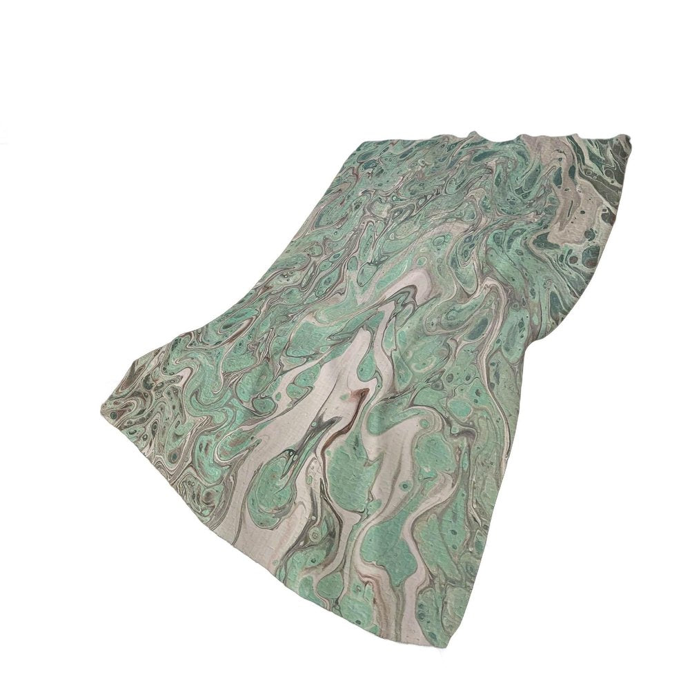 50" X 70" Mint Green And Ivory Abstract Polyester Woven Plush Throw Blanket HomeRoots