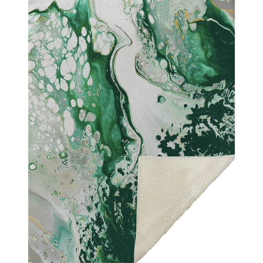 50" X 70" Green And Ivory Abstract Microfiber Plush Throw Blanket HomeRoots