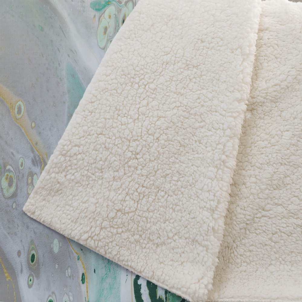 50" X 70" Green And Ivory Abstract Microfiber Plush Throw Blanket HomeRoots