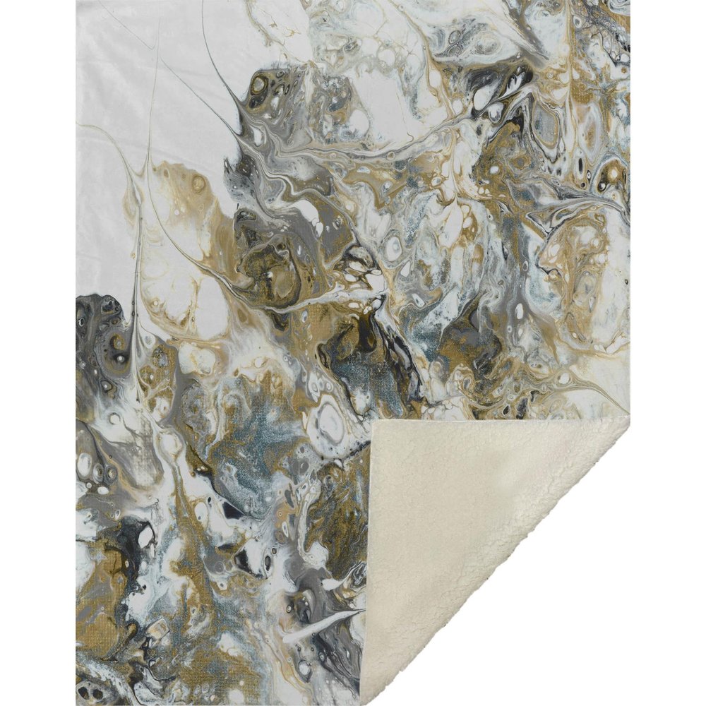 50" X 70" Gray And Ivory Abstract Polyester Woven Plush Throw Blanket HomeRoots