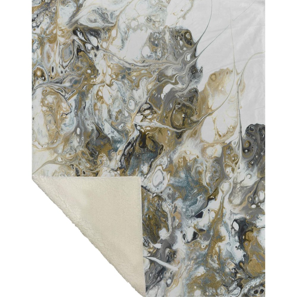 50" X 70" Gray And Ivory Abstract Polyester Woven Plush Throw Blanket HomeRoots