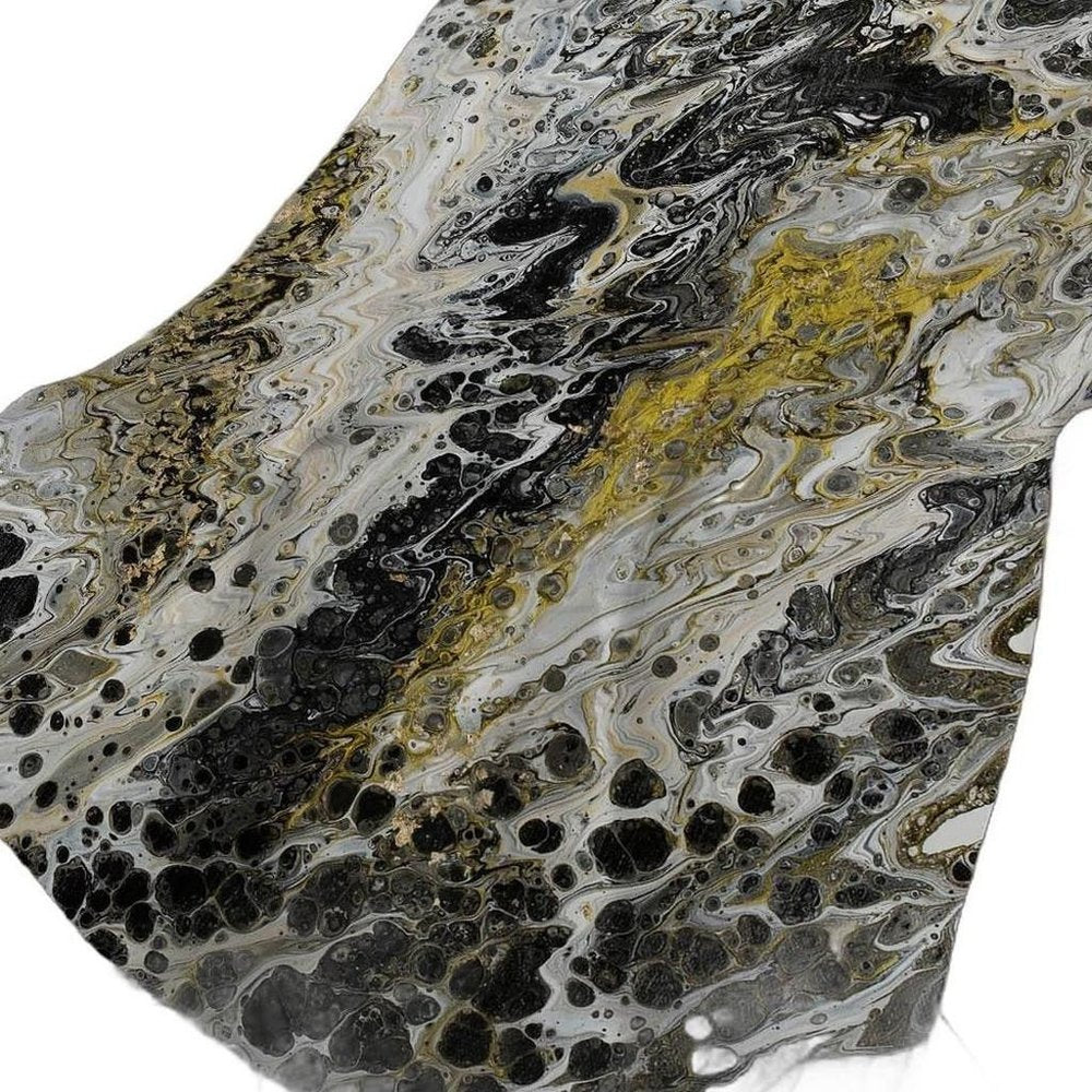 50" X 70" Ivory Black And Gold Abstract Plush Throw Blanket HomeRoots