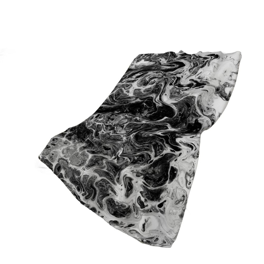 50" X 70" Ivory And Black Abstract Plush Throw Blanket HomeRoots