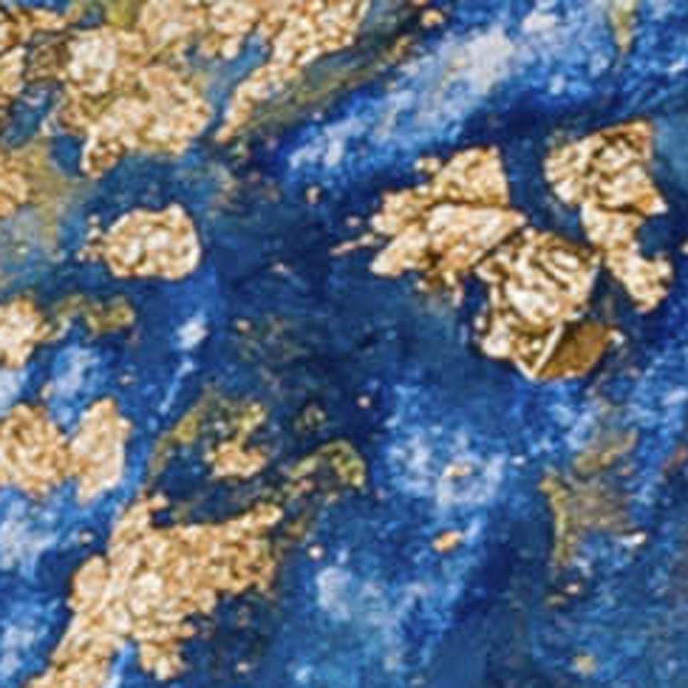 50" X 70" Blue Ivory And Gold Abstract Microfiber Plush Throw Blanket HomeRoots
