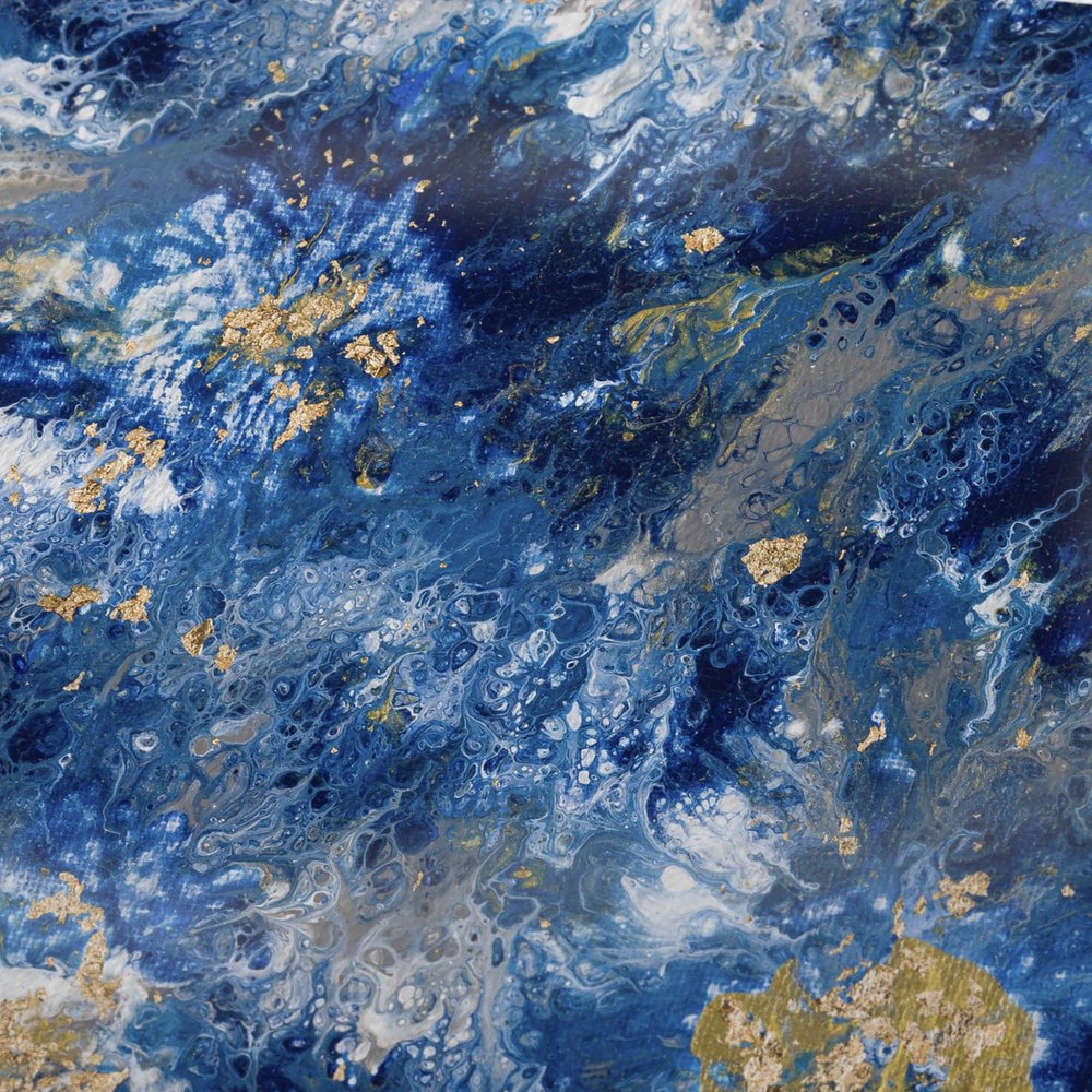 50" X 70" Blue Ivory And Gold Abstract Microfiber Plush Throw Blanket HomeRoots