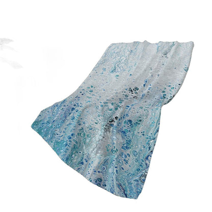 50" X 70" Teal And Ivory Abstract Polyester Woven Plush Throw Blanket HomeRoots