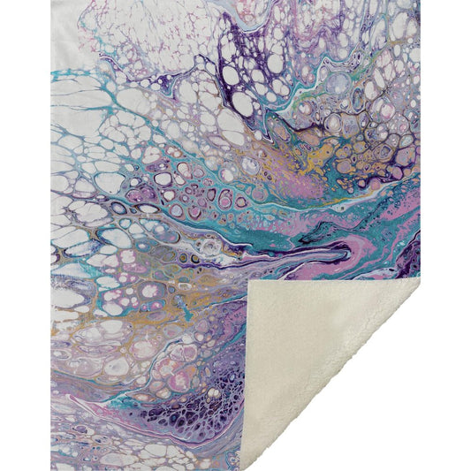 50" X 70" Purple Ivory And Teal Abstract Microfiber Plush Throw Blanket HomeRoots