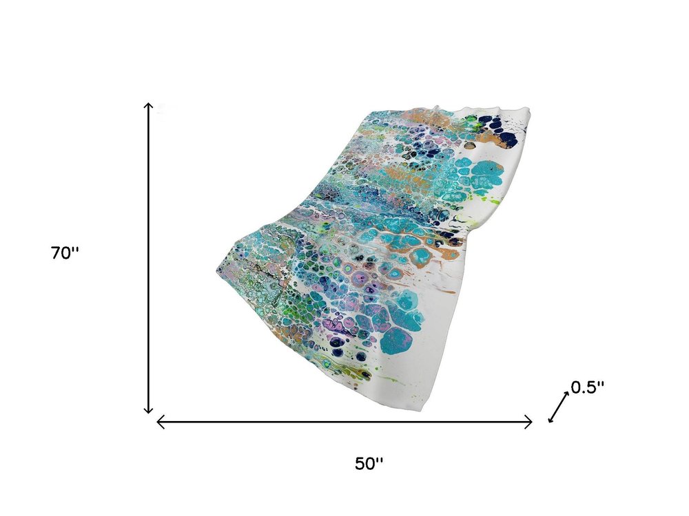 50" X 70" Blue Gold And Pink Abstract Plush Throw Blanket HomeRoots