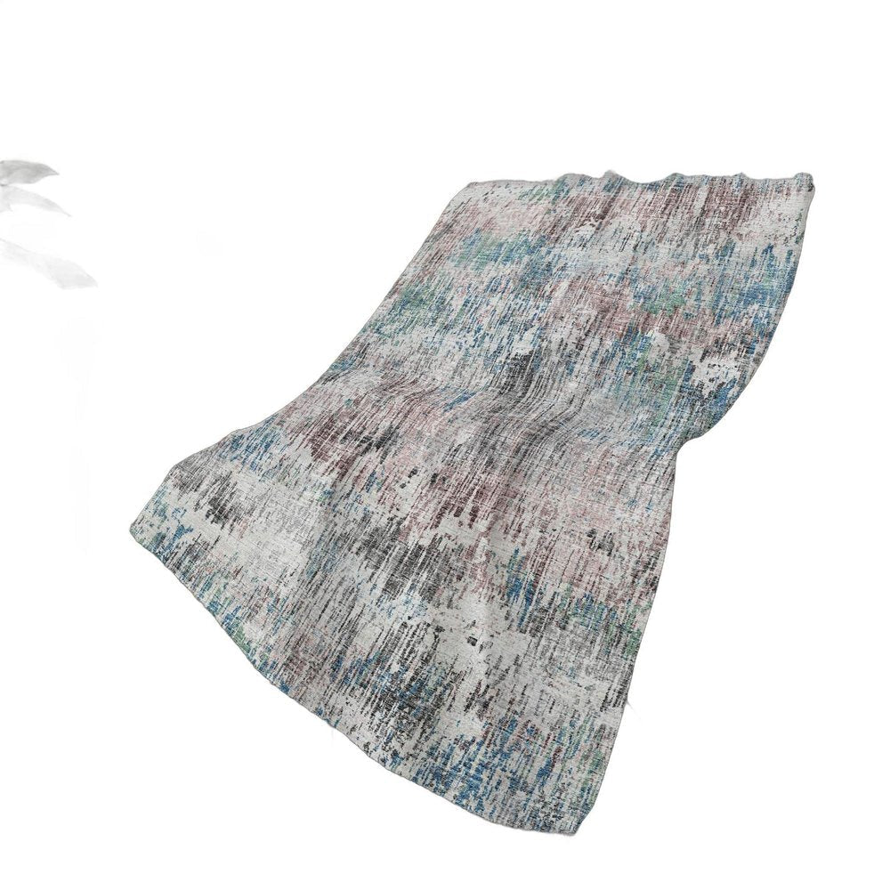 50" X 70" Ivory And Blue Abstract Plush Throw Blanket HomeRoots
