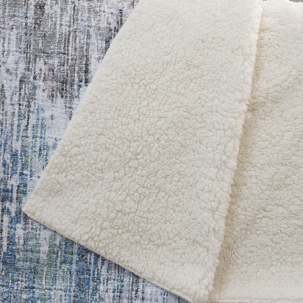50" X 70" Ivory And Blue Abstract Plush Throw Blanket HomeRoots