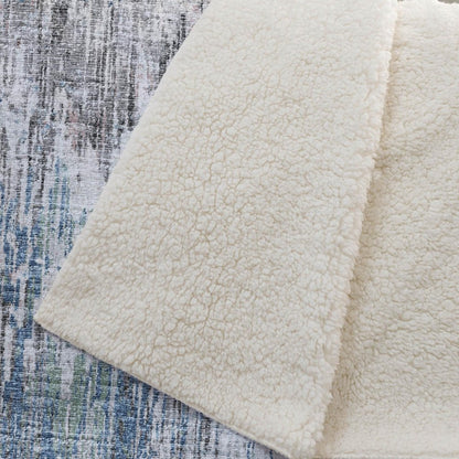 50" X 70" Ivory And Blue Abstract Plush Throw Blanket HomeRoots