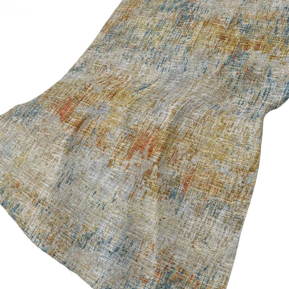50" X 70" Beige Blue And Gold Abstract Plush Throw Blanket HomeRoots