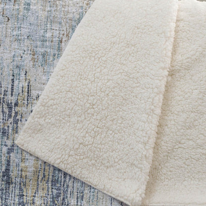 50" X 70" Beige Blue And Coffee Abstract Plush Throw Blanket HomeRoots