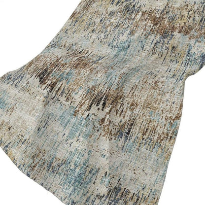 50" X 70" Beige Blue And Coffee Abstract Plush Throw Blanket HomeRoots