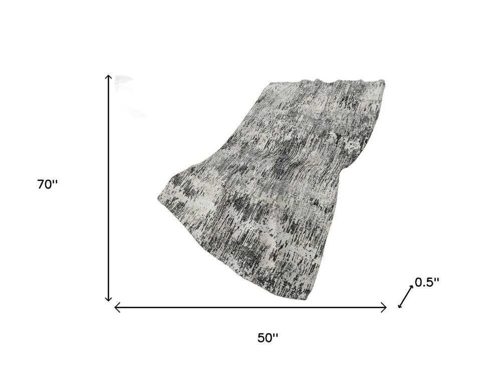 50" X 70" Gray And Silver Abstract Plush Throw Blanket HomeRoots
