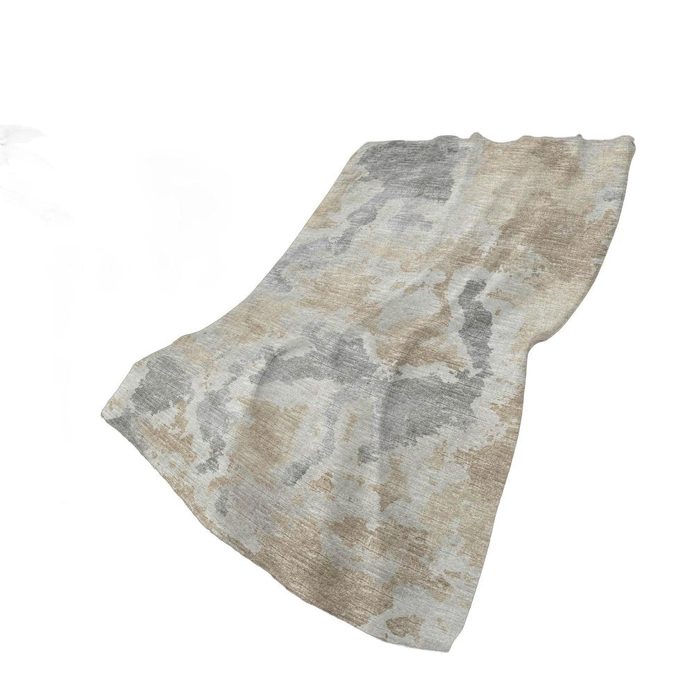 50" X 70" Beige And Gray Abstract Plush Throw Blanket HomeRoots