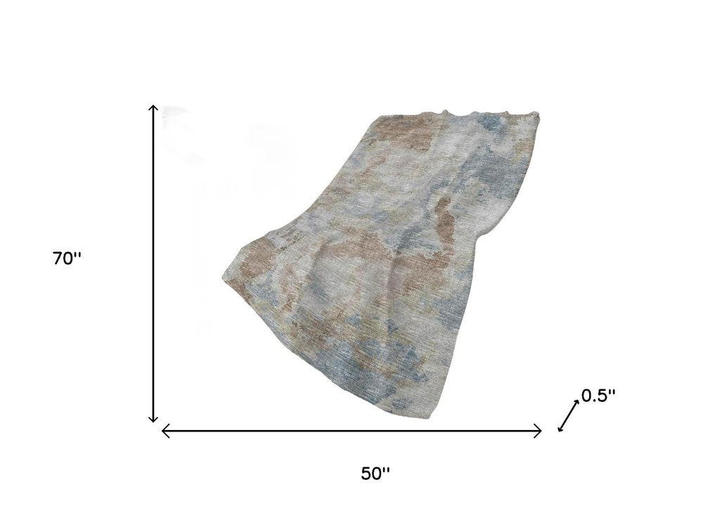 50" X 70" Gray And Coffee Abstract Plush Throw Blanket HomeRoots