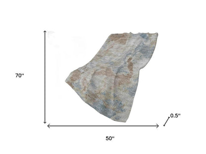 50" X 70" Gray And Coffee Abstract Plush Throw Blanket HomeRoots