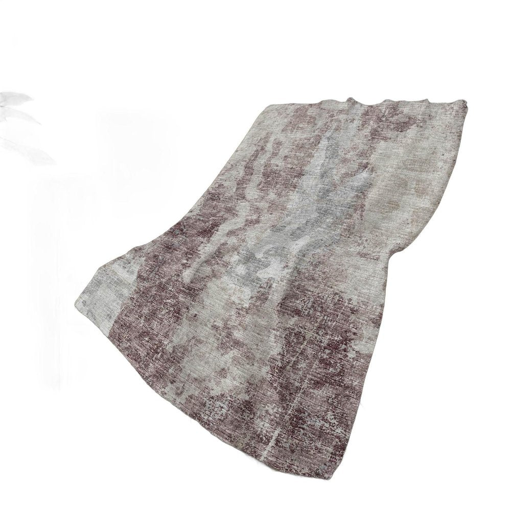 50" X 70" Plum Ivory And Gray Abstract Plush Throw Blanket HomeRoots