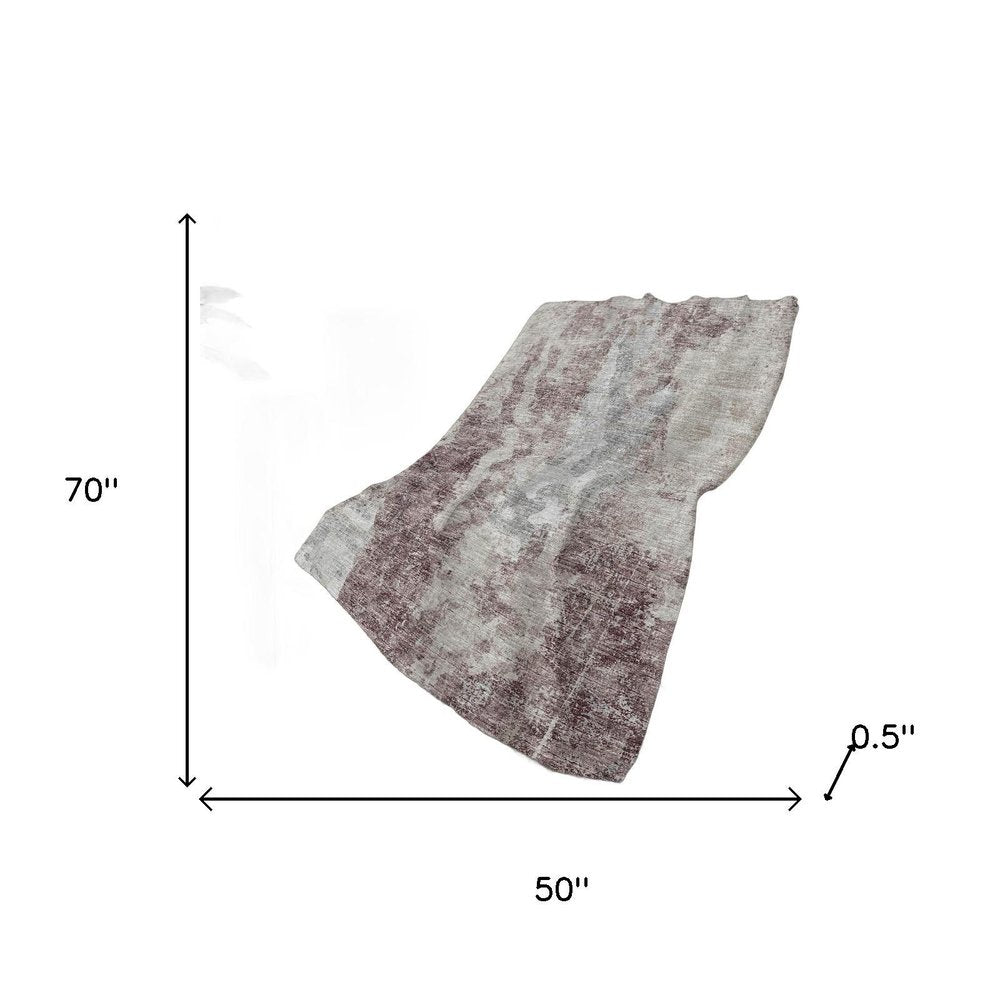 50" X 70" Plum Ivory And Gray Abstract Plush Throw Blanket HomeRoots