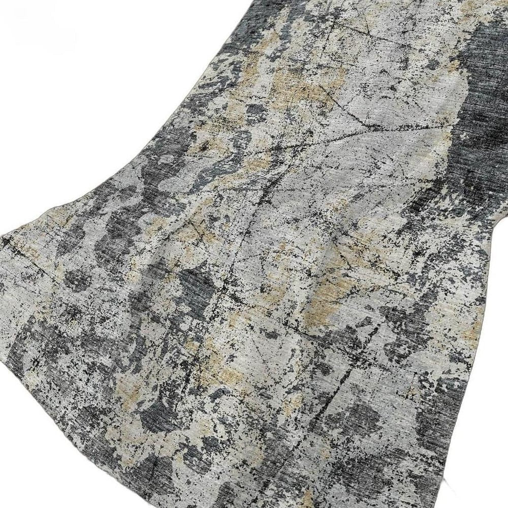 50" X 70" Black Silver And Gray Abstract Polyester Woven Plush Throw Blanket HomeRoots