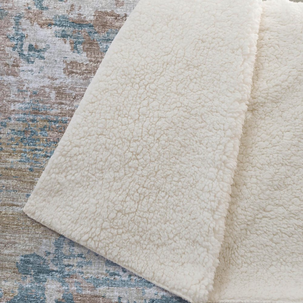 50" X 70" Teal Beige And Ivory Abstract Plush Throw Blanket HomeRoots