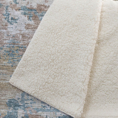 50" X 70" Teal Beige And Ivory Abstract Plush Throw Blanket HomeRoots