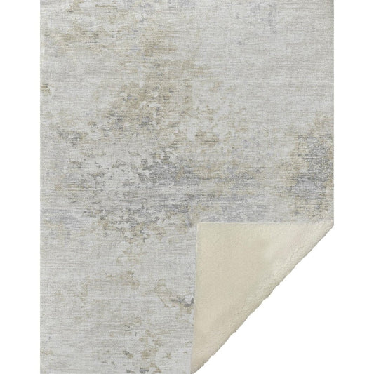 50" X 70" Ivory And Beige Abstract Microfiber Plush Throw Blanket HomeRoots
