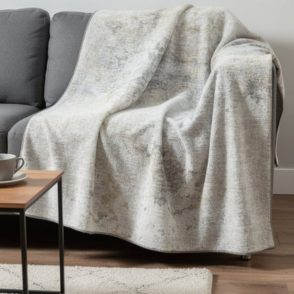 50" X 70" Ivory And Beige Abstract Microfiber Plush Throw Blanket HomeRoots