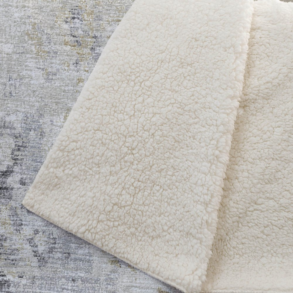50" X 70" Beige Gray And Ivory Abstract Polyester Woven Plush Throw Blanket HomeRoots