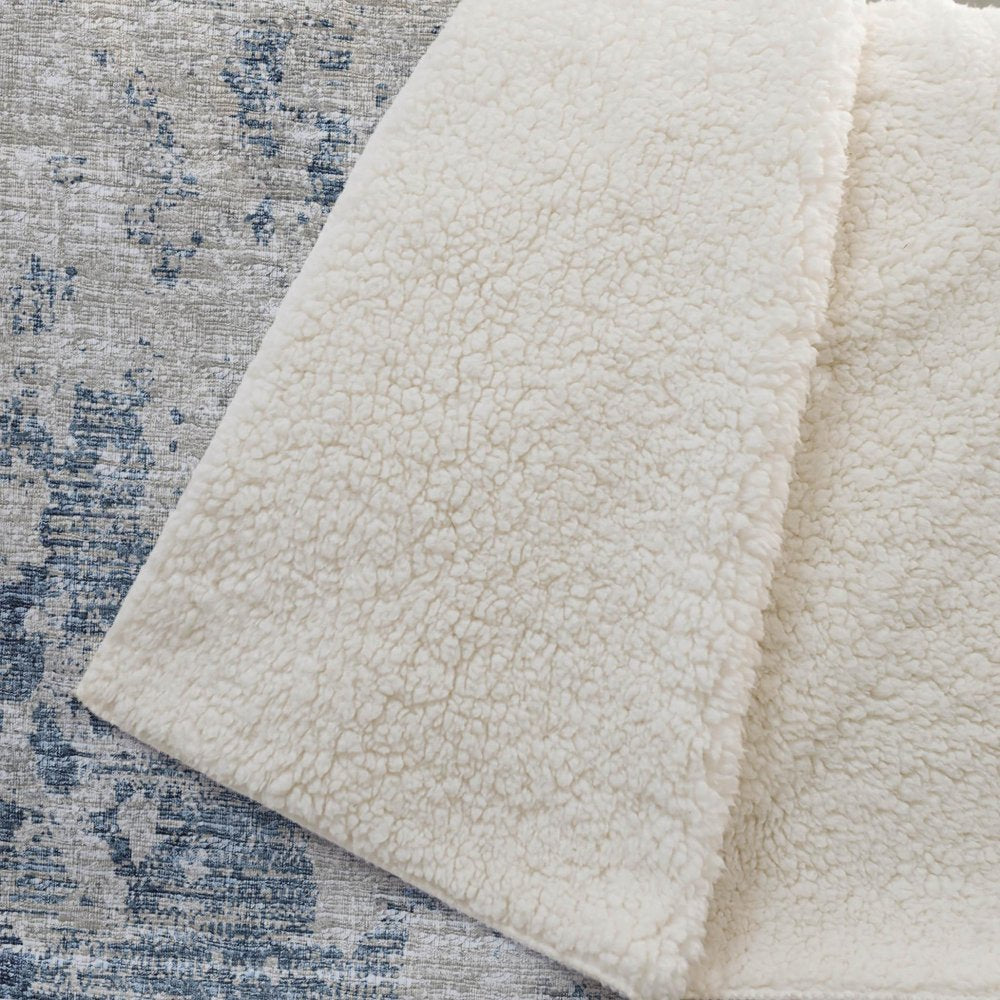 50" X 70" Blue Beige And Ivory Abstract Polyester Woven Plush Throw Blanket HomeRoots