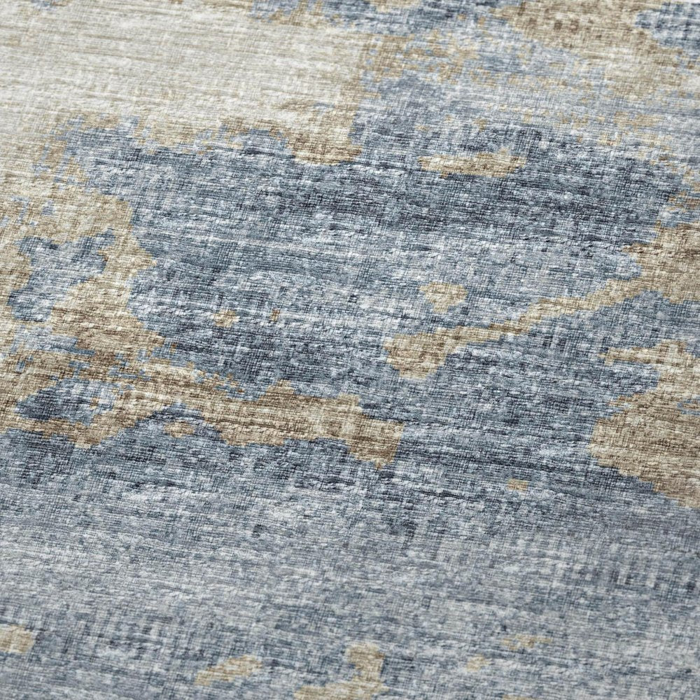 50" X 70" Blue Gold And Silver Abstract Microfiber Plush Throw Blanket HomeRoots