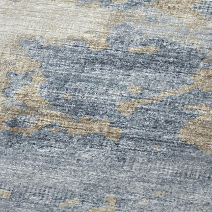 50" X 70" Blue Gold And Silver Abstract Microfiber Plush Throw Blanket HomeRoots