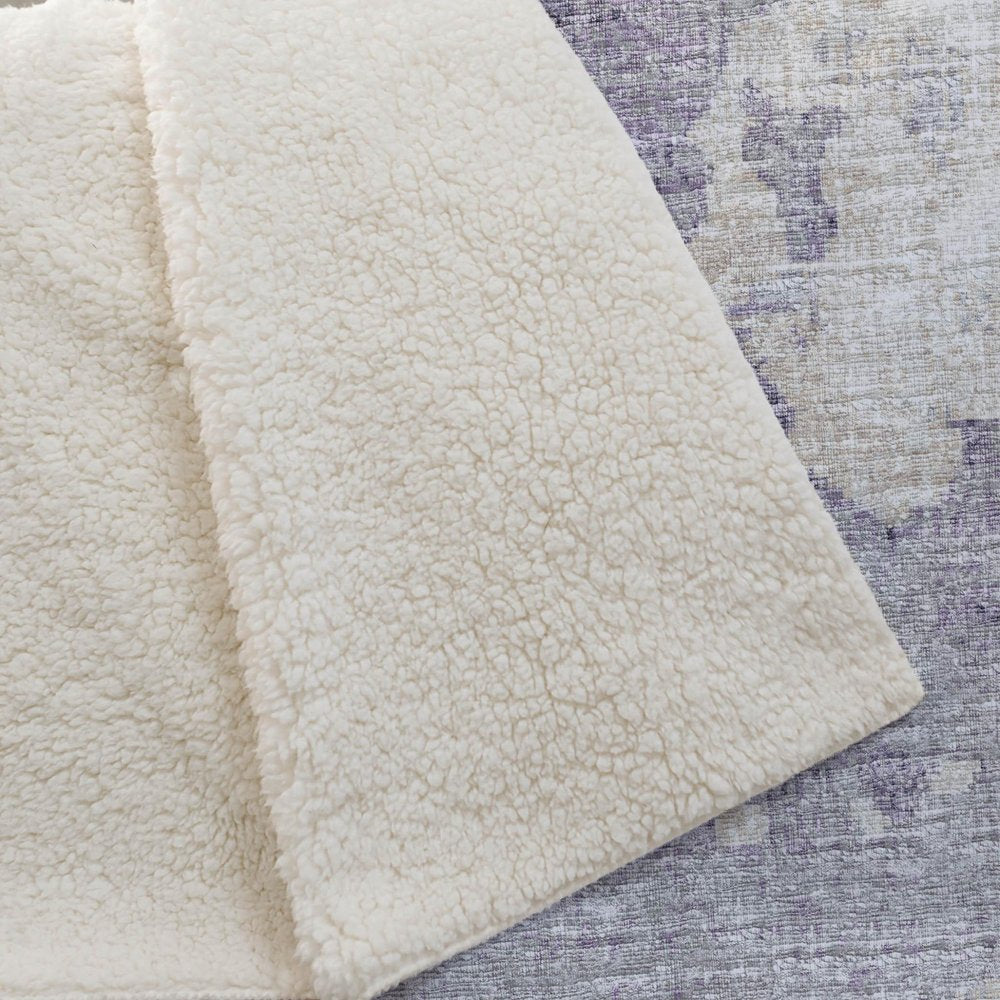 50" X 70" Purple Ivory And Gray Abstract Plush Throw Blanket HomeRoots