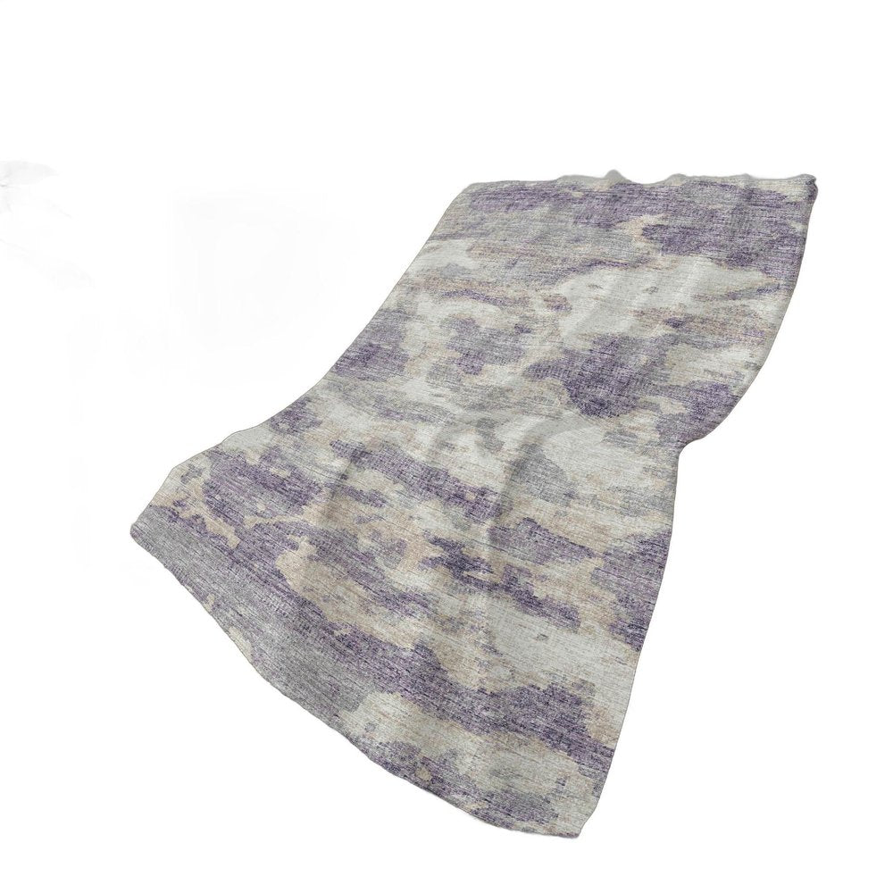 50" X 70" Purple Ivory And Gray Abstract Plush Throw Blanket HomeRoots