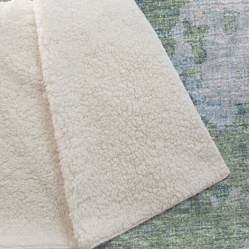 50" X 70" Green Teal And Beige Abstract Plush Throw Blanket HomeRoots
